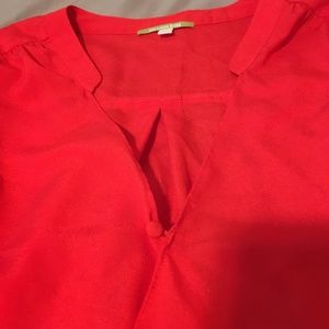 Red Silk Gianni Bini high low shirt.